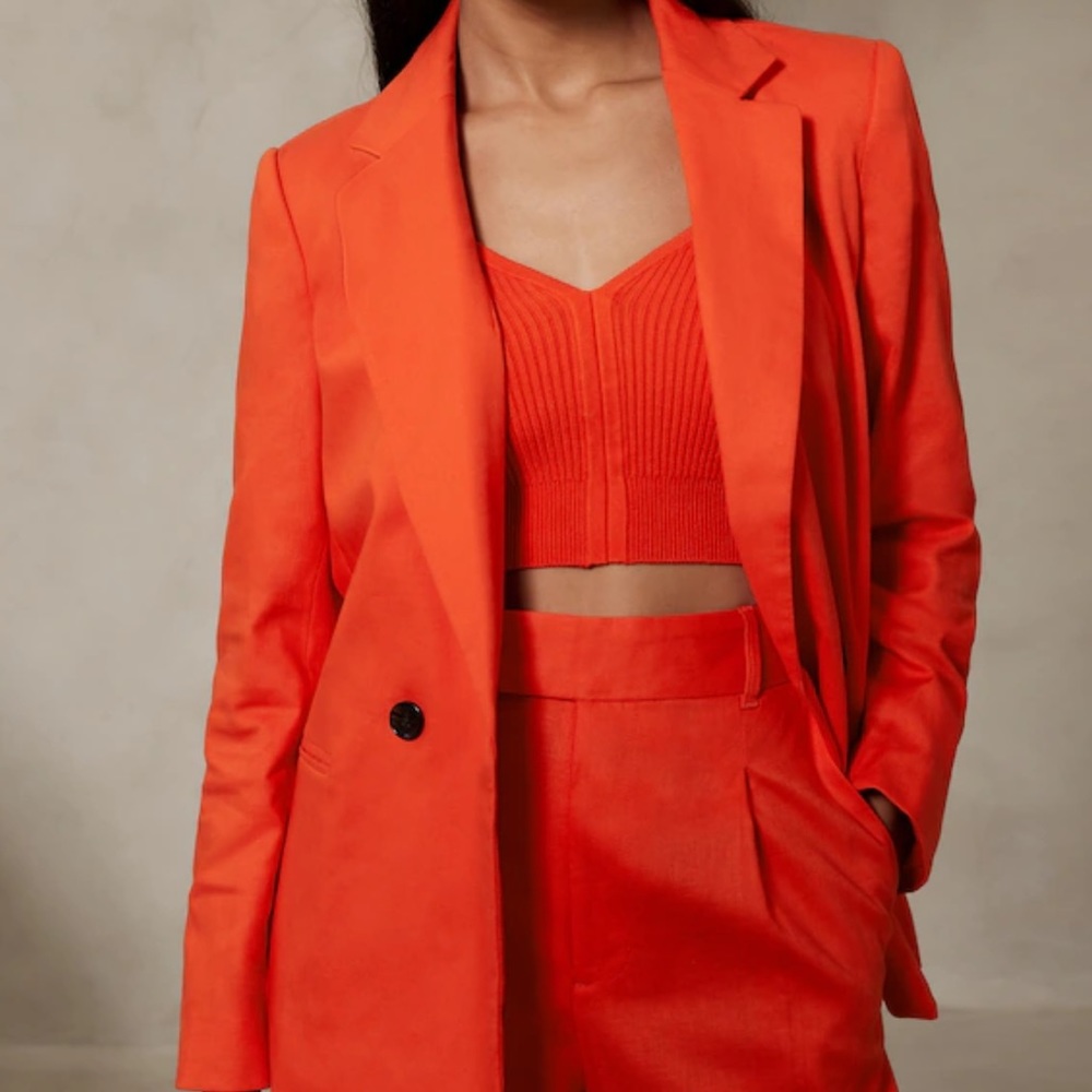 Red-Orange Linen Blazer